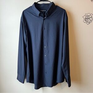 Elegant Navy Patterned Dress Shirt Mizzen+Main XL Trim